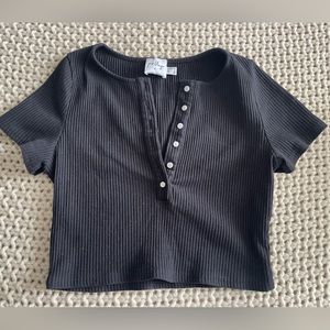 Princess Polly Black Button Crop Top